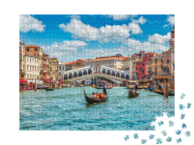 Bridge Rialto on Grand Canal Famous Landmark Panoramic Vi... Jigsaw Puzzle with 1000 pieces