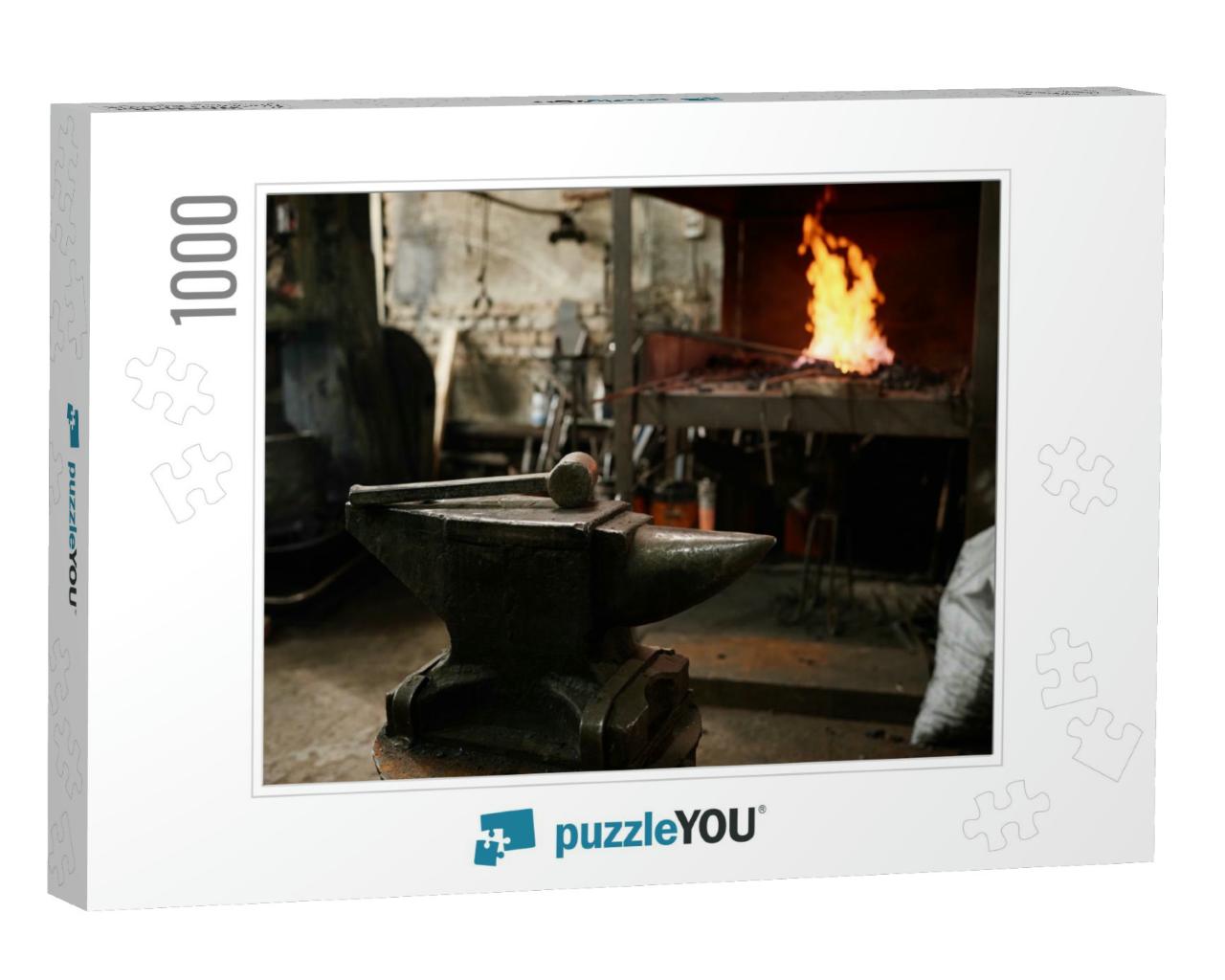 Image of Workplace of Blacksmith with Work Tools in the B... Jigsaw Puzzle with 1000 pieces