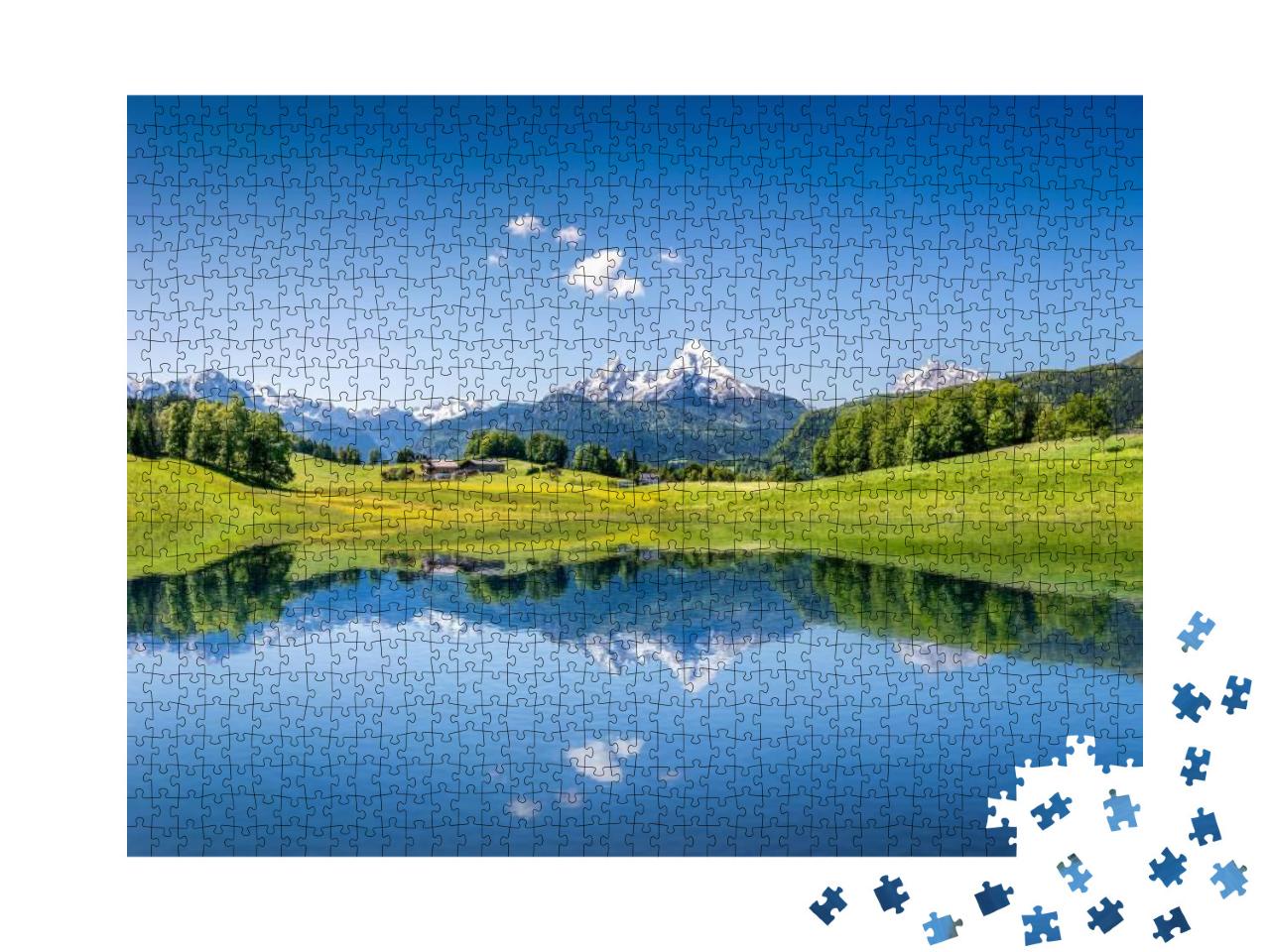 Idyllic Summer Landscape with Clear Mountain Lake in the... Jigsaw Puzzle with 1000 pieces