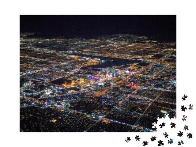 Night View of Las Vegas City from Airplane... Jigsaw Puzzle with 1000 pieces