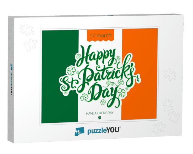 Lettering Happy St. Patrick's Day on the Background... Jigsaw Puzzle