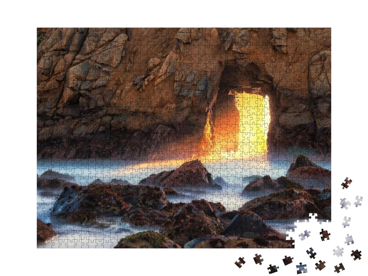 Majestic Light Golden Light Shining Through a Natural Win... Jigsaw Puzzle with 1000 pieces