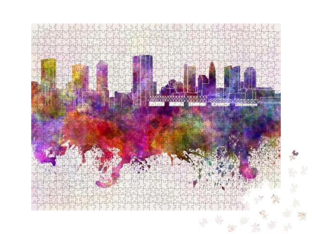 Columbus Skyline in Watercolor Background... Jigsaw Puzzle with 1000 pieces
