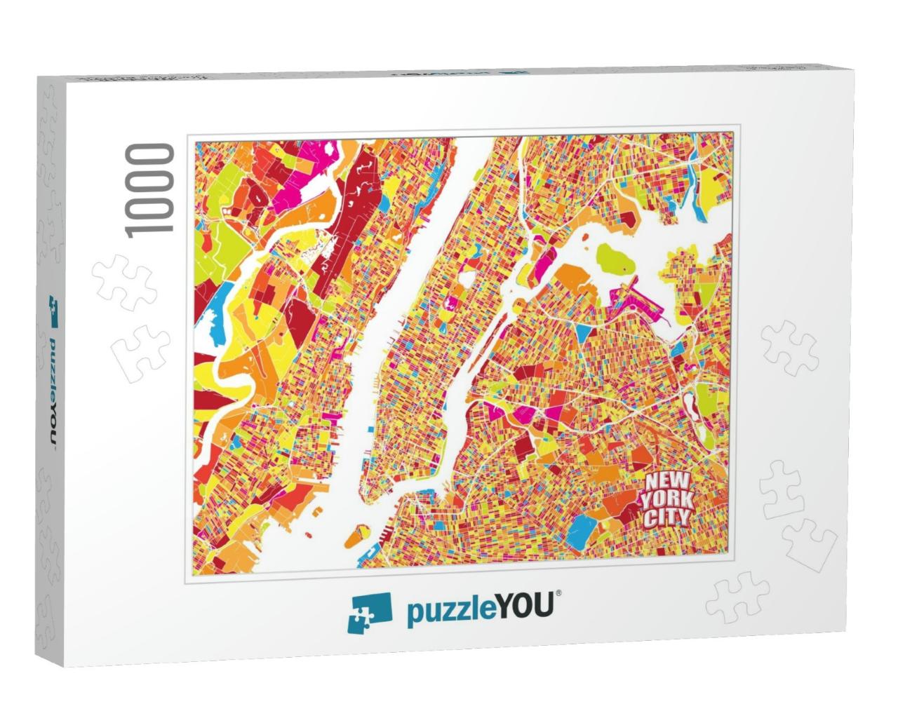 Colorful Vector Map of New York City. Very Detailed Versi... Jigsaw Puzzle with 1000 pieces