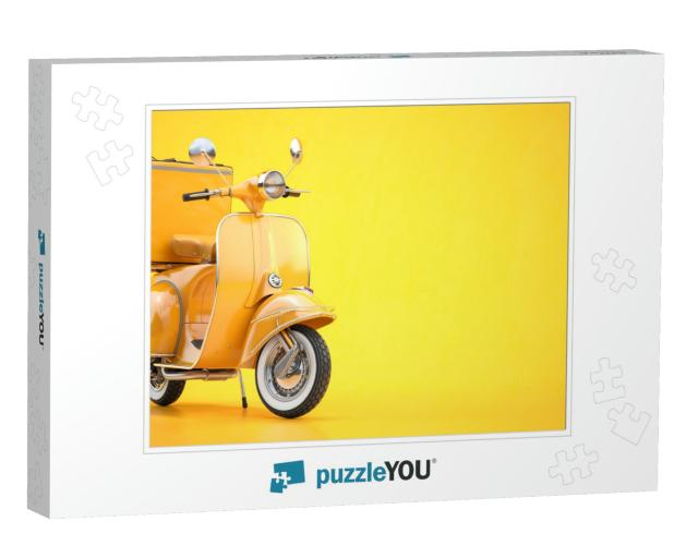 Scooter Express Delivery Service. Yellow Motor Bike with... Jigsaw Puzzle