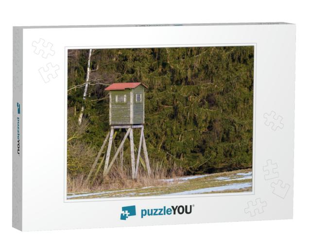 Wooden Lookout Tower for Hunting in the Woods & on Meadow... Jigsaw Puzzle