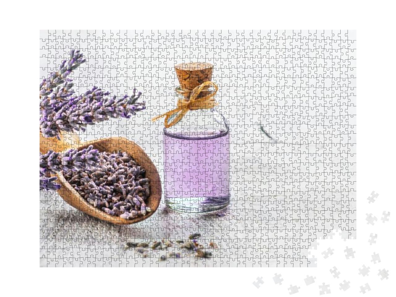 Glass Bottle of Lavender Essential Oil with Fresh Lavende... Jigsaw Puzzle with 1000 pieces