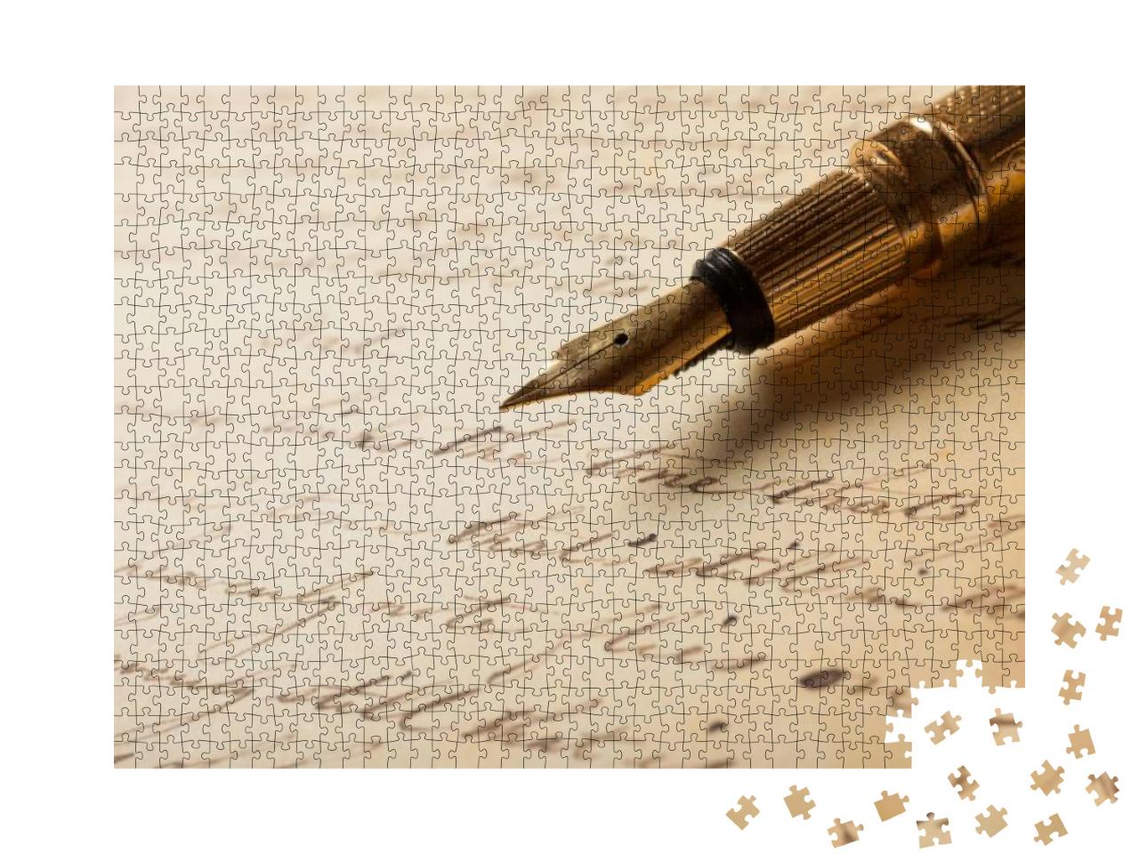 Fountain Pen on an Antique Handwritten Letter... Jigsaw Puzzle with 1000 pieces
