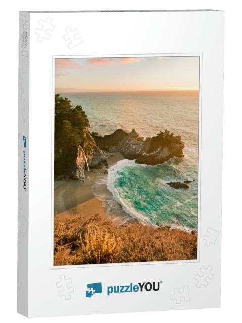 Sunset At Mcway Falls, Big Sur, Ca... Jigsaw Puzzle