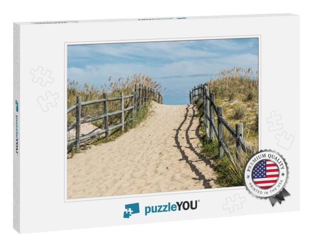 Uphill Beach Pathway At Sandbridge Beach in Virginia Beac... Jigsaw Puzzle