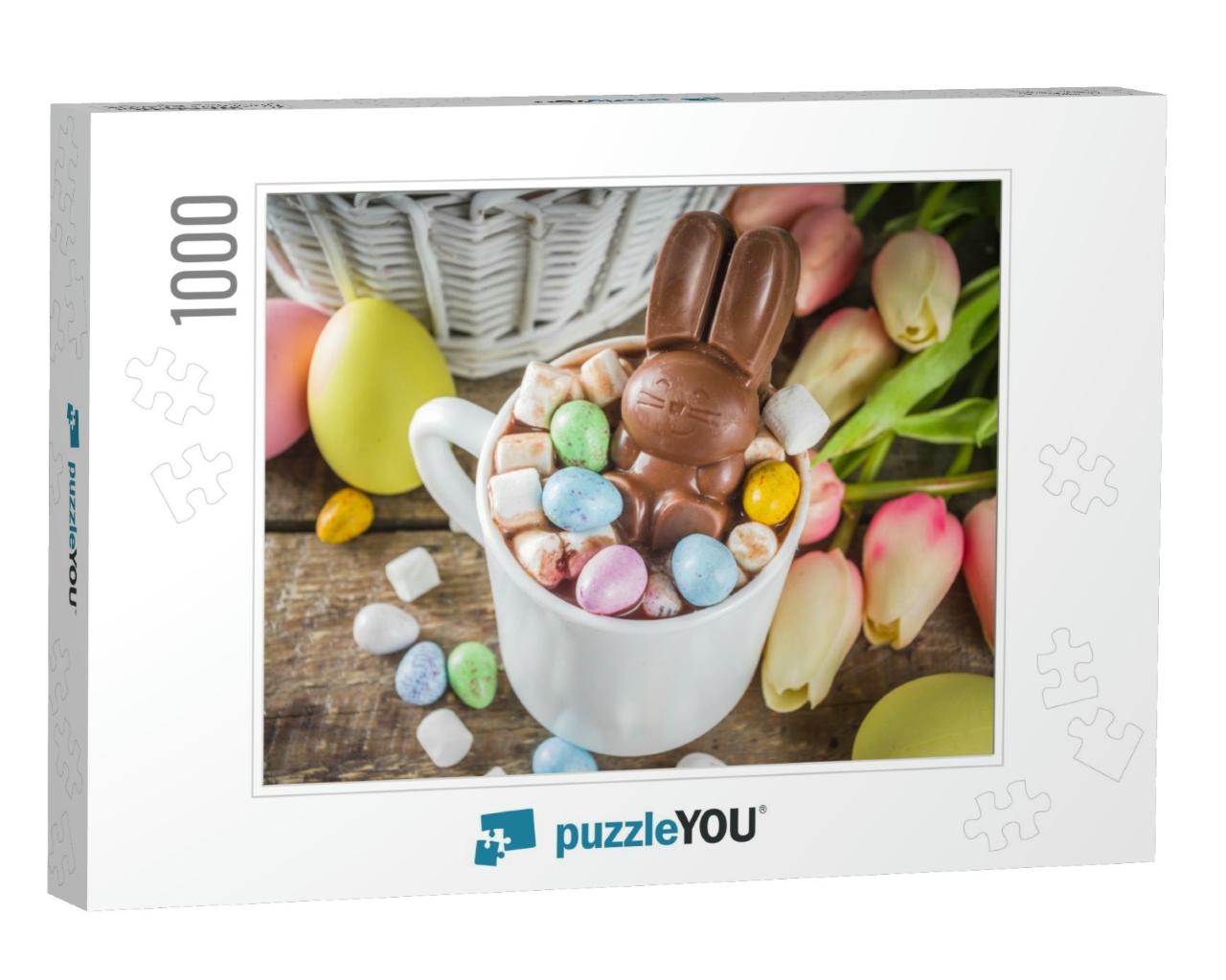 Easter Hot Chocolate with Chocolate Bunny Rabbits. Easter... Jigsaw Puzzle with 1000 pieces