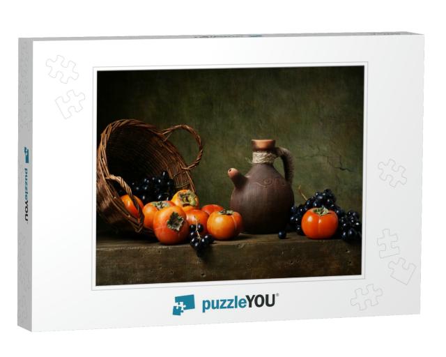 Still Life with Persimmons & Grapes on the Table... Jigsaw Puzzle