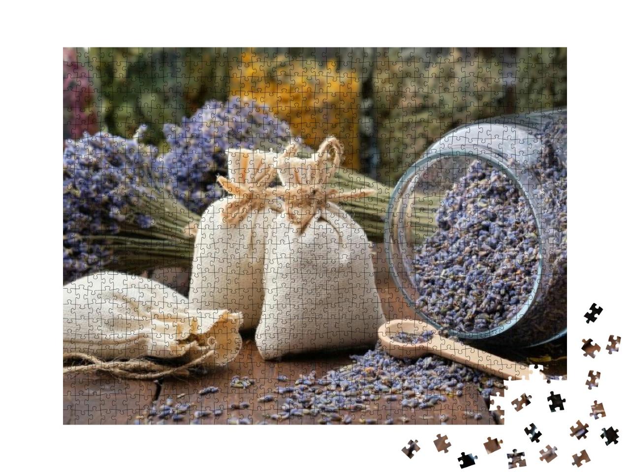Glass Jar of Dry Lavender Flowers, Sachets, Bunches of Dr... Jigsaw Puzzle with 1000 pieces