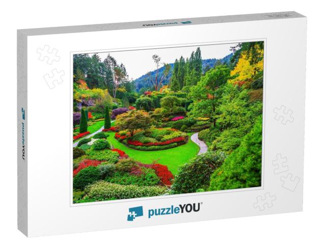 Butchart Gardens - Gardens on Vancouver Island. Flower Be... Jigsaw Puzzle