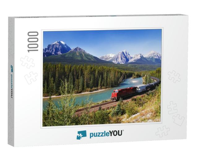 Train Passing Through Bow Valley Under the Surveillance o... Jigsaw Puzzle with 1000 pieces