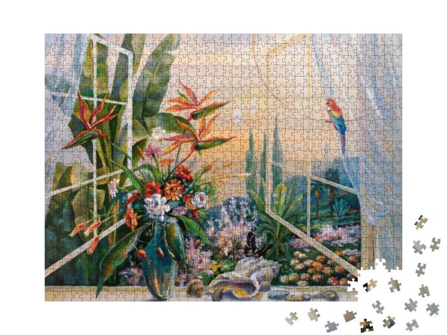 An Oil Painting on Canvas. Spring Evening in Sochi. Autho... Jigsaw Puzzle with 1000 pieces