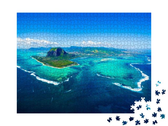 Aerial View of Mauritius Island Panorama & Famous Le Morn... Jigsaw Puzzle with 1000 pieces