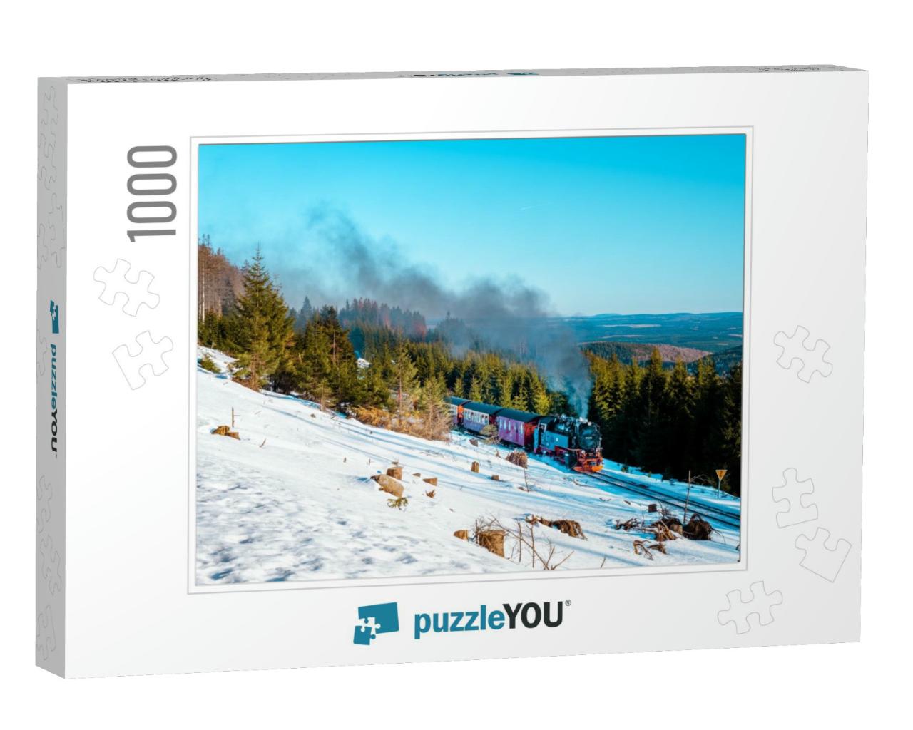 Steam Locomotive in Harz Germany, Steam Train in Snow Win... Jigsaw Puzzle with 1000 pieces