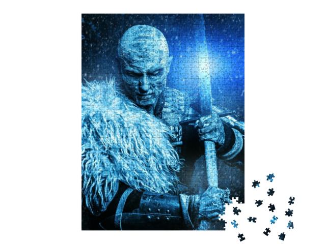 Halloween. Frozen Snow Covered Zombie Warrior in the Armo... Jigsaw Puzzle with 1000 pieces