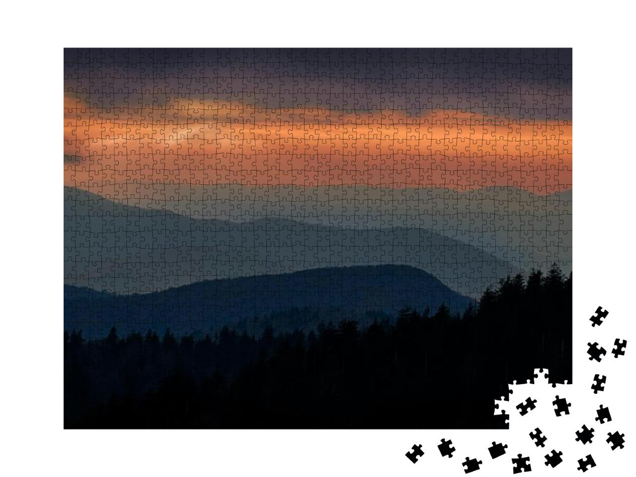 Sunset from Clingmans Dome in Great Smoky Mountains Natio... Jigsaw Puzzle with 1000 pieces