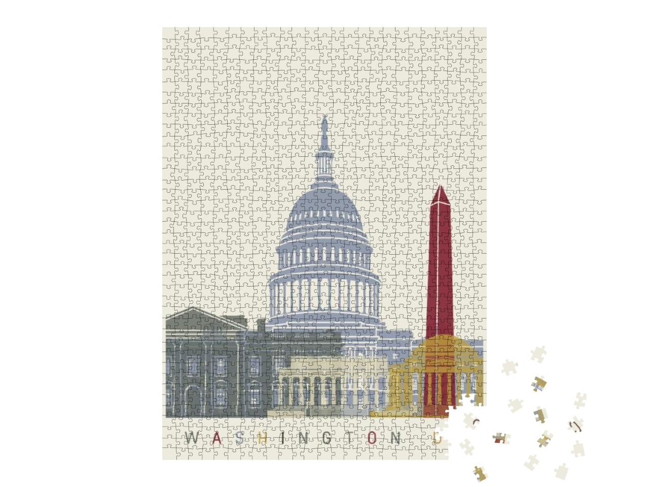 Washington Dc Skyline Poster in Editable Vector File... Jigsaw Puzzle with 1000 pieces