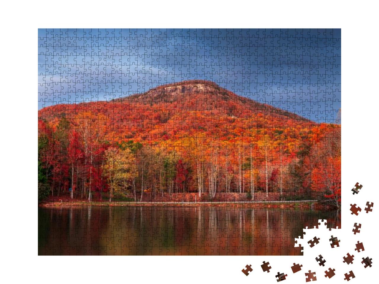 Yonah Mountain, Georgia, USA from Chambers Lake in Autumn... Jigsaw Puzzle with 1000 pieces