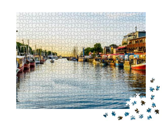 Canal with Ships & Baltic Sea in Warnemuende, Rostock Ger... Jigsaw Puzzle with 1000 pieces