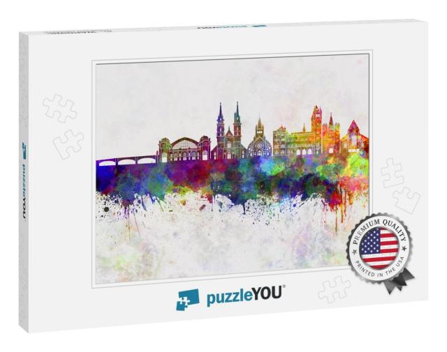 Basel Skyline in Watercolor Background... Jigsaw Puzzle