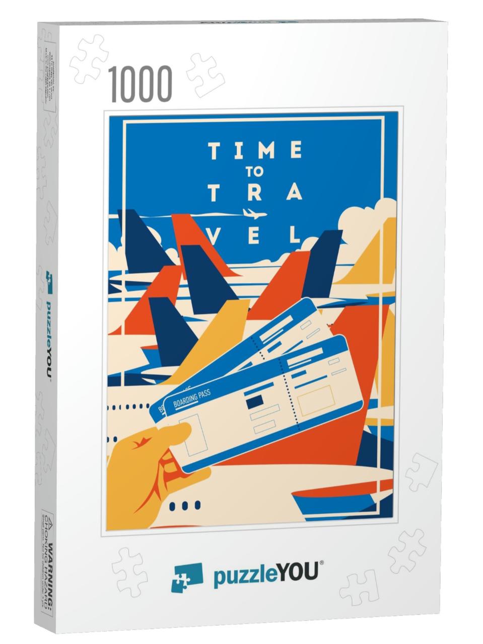 Time to Travel & Airport Vacation Poster... Jigsaw Puzzle with 1000 pieces