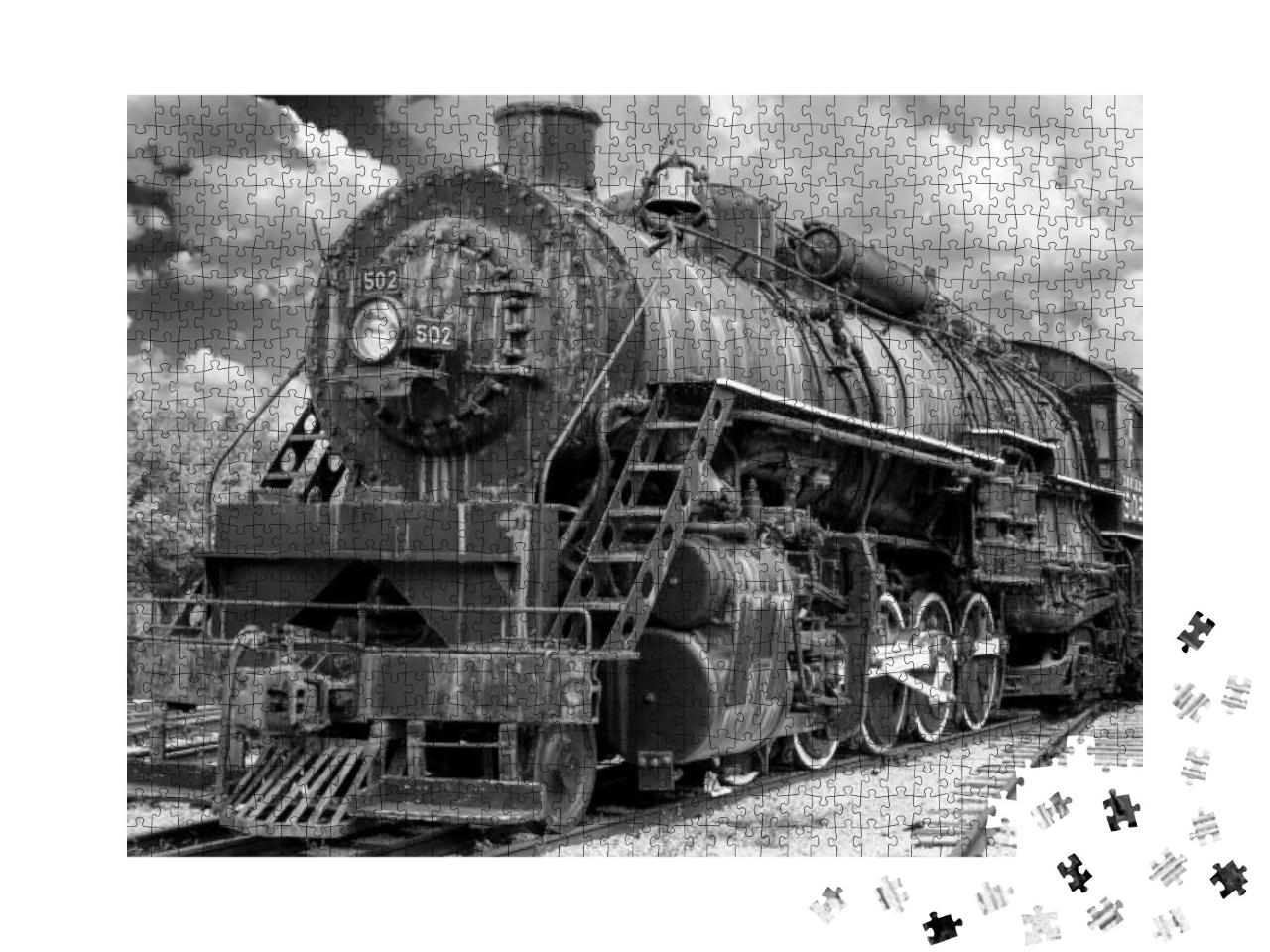 Black & White Photo of an Old Steam Engine Train... Jigsaw Puzzle with 1000 pieces