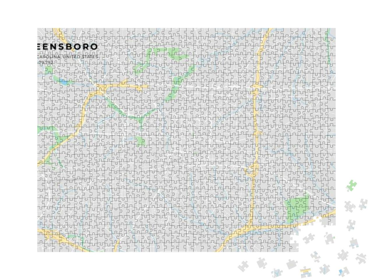 Printable Street Map of Greensboro Including Highways, Ma... Jigsaw Puzzle with 1000 pieces