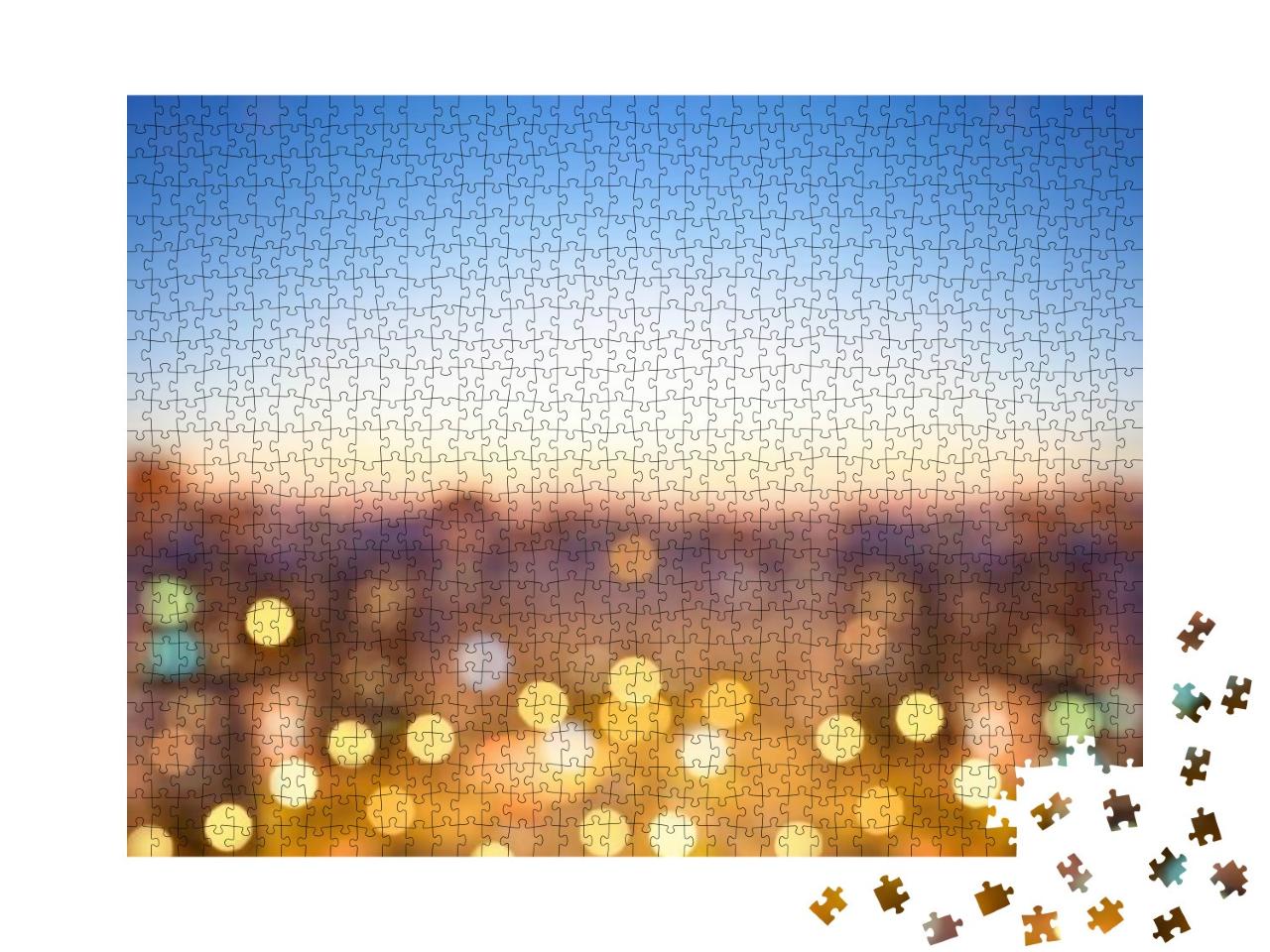 Cityscape Bokeh, Blurred Photo, Cityscape At Twilight Tim... Jigsaw Puzzle with 1000 pieces