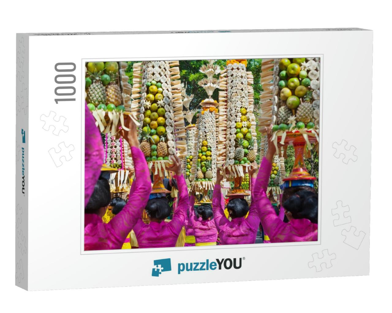 Procession of Beautiful Balinese Women in Traditional Cos... Jigsaw Puzzle with 1000 pieces