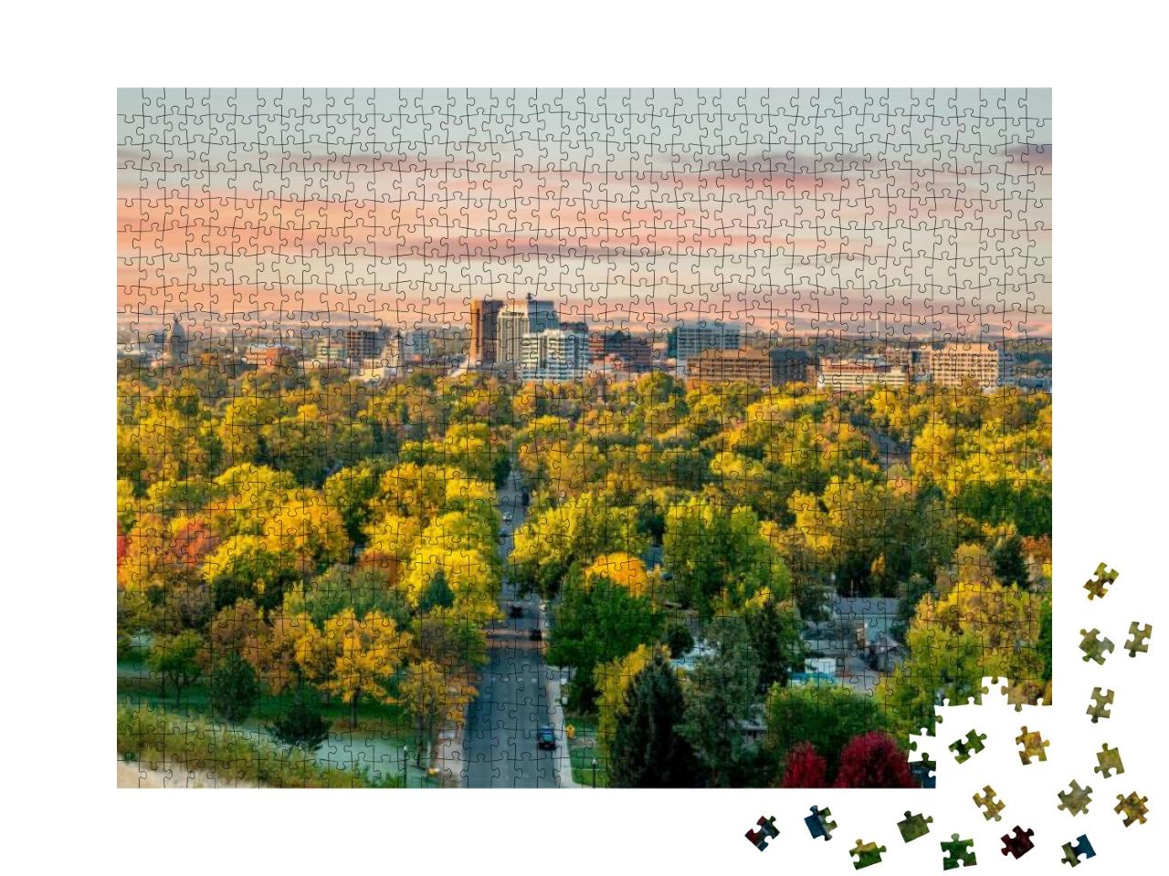 Fall Colors in the City of Trees Boise Idaho Morning... Jigsaw Puzzle with 1000 pieces