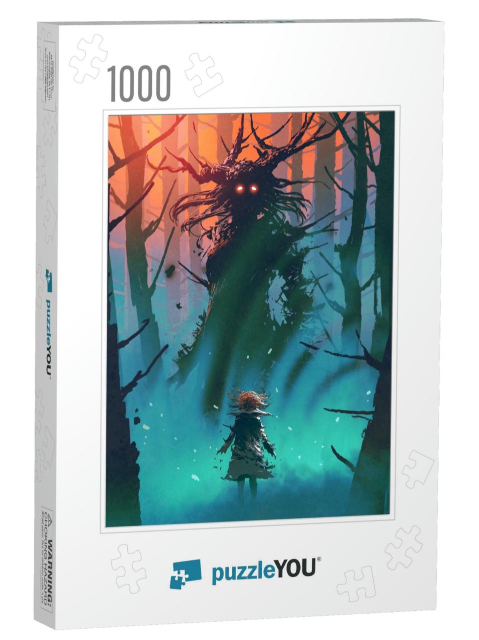 Little Girl & the Witch Looking Each Other in a Forest, D... Jigsaw Puzzle with 1000 pieces