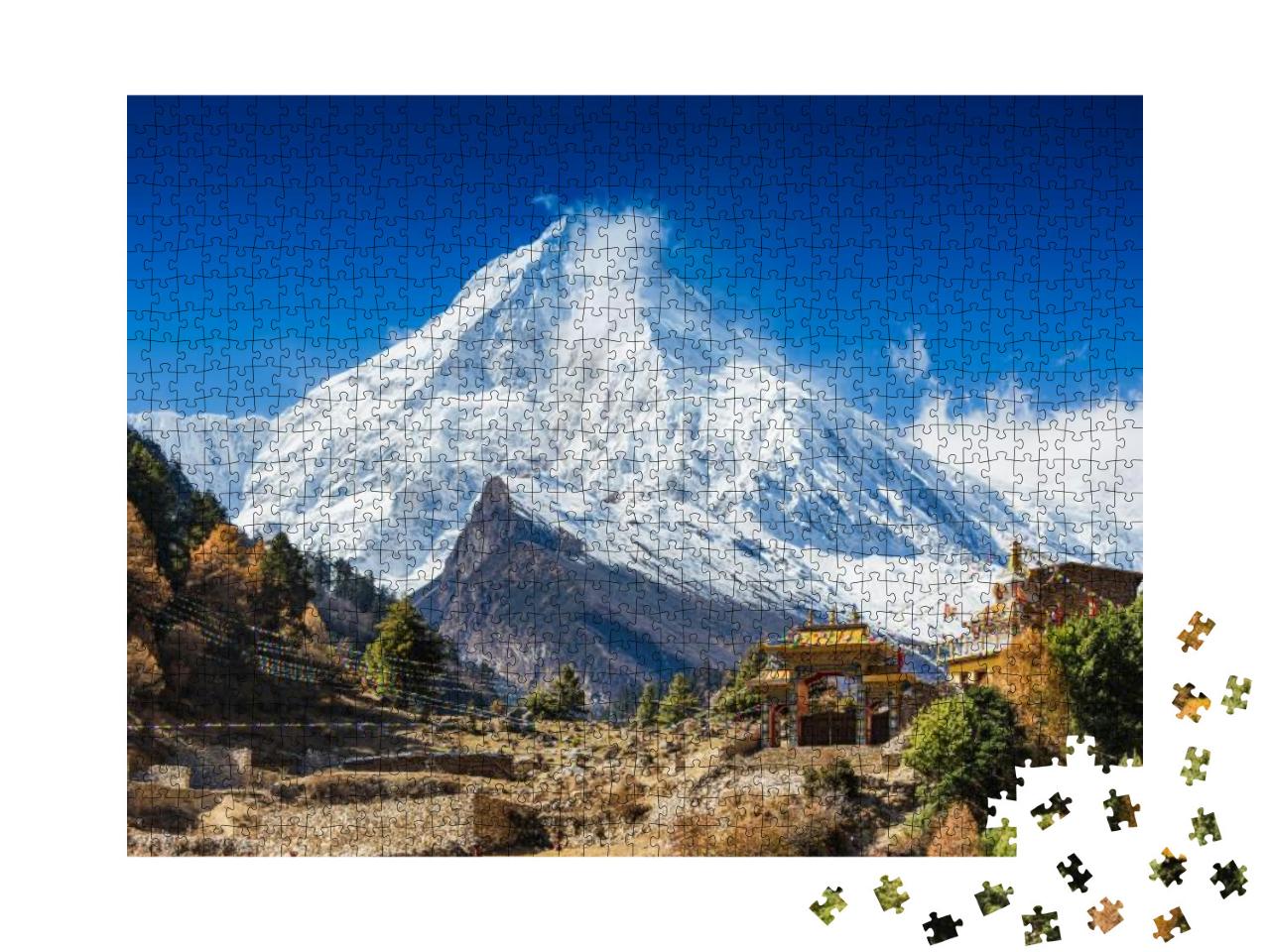Himalayas Mountain Landscape. Mt. Manaslu in Himalayas, N... Jigsaw Puzzle with 1000 pieces