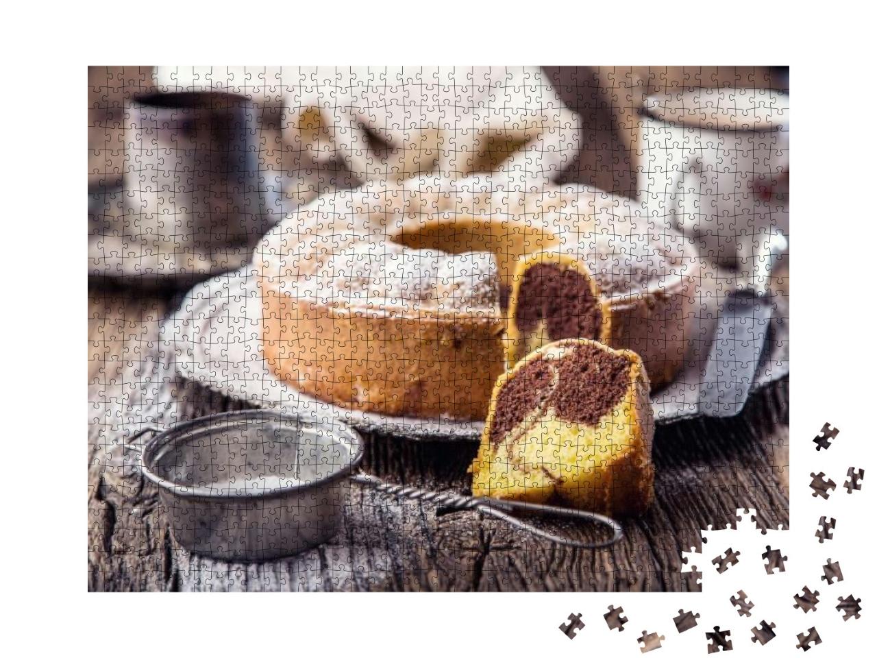 Marble Cake Cup of Coffee Powder Sugar & Kitchen Vintage... Jigsaw Puzzle with 1000 pieces