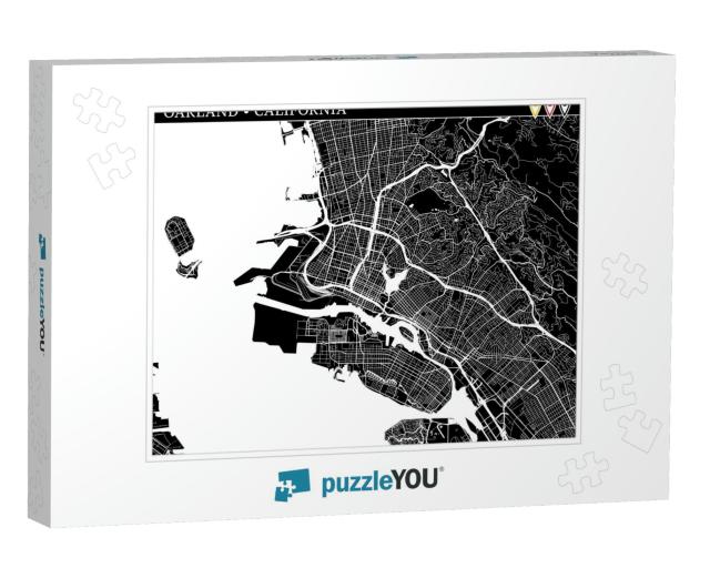 Simple Map of Oakland, California, Usa. Black & White Ver... Jigsaw Puzzle