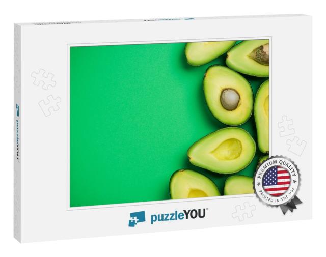 Avocado on Pastel Background, Creative Food Concept... Jigsaw Puzzle