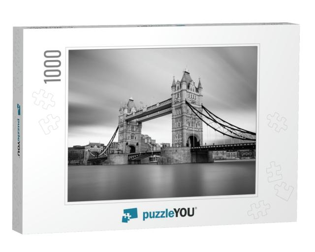 Black & White Photograph of London Tower Bridge on the Th... Jigsaw Puzzle with 1000 pieces