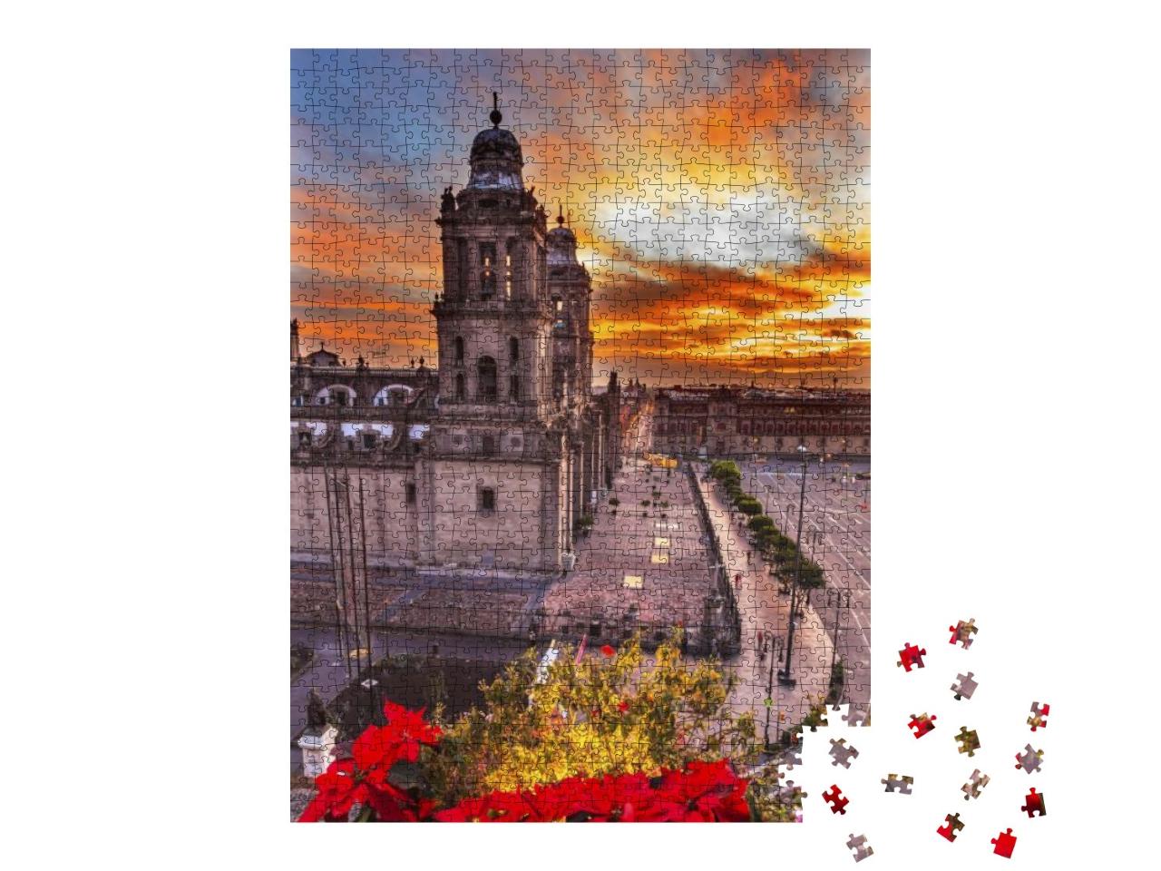 Metropolitan Cathedral Christmas in Zocalo, Center of Mex... Jigsaw Puzzle with 1000 pieces