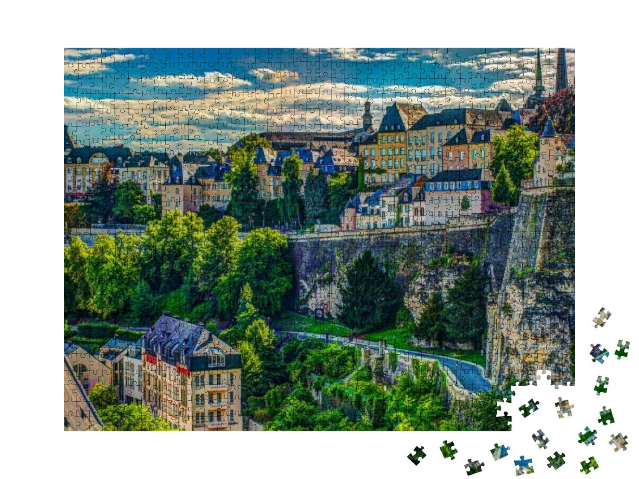 Panoramic Aerial View of Luxembourg in a Beautiful Summer... Jigsaw Puzzle with 1000 pieces