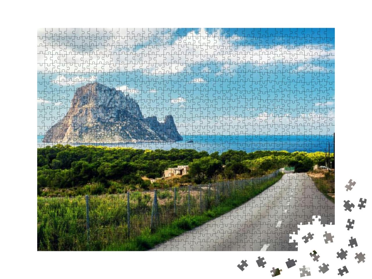 Road to the Cala Dhort Beach. Cala Dhort is a Small, Belo... Jigsaw Puzzle with 1000 pieces
