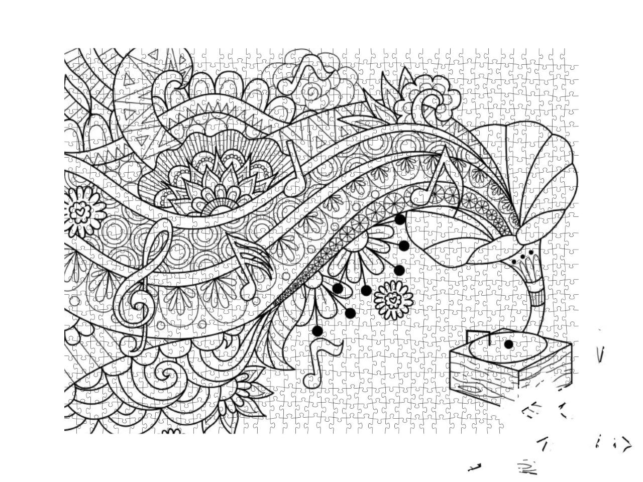 Old Bronze Phonograph Doodle Design for Coloring Book Pag... Jigsaw Puzzle with 1000 pieces