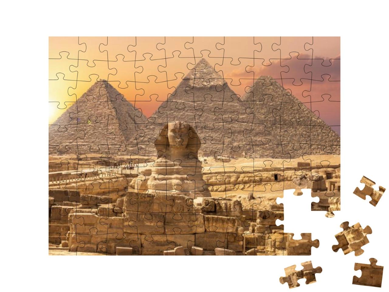 The Sphinx & the Piramids, Famous Wonder of the World, Gi... Jigsaw Puzzle with 100 pieces