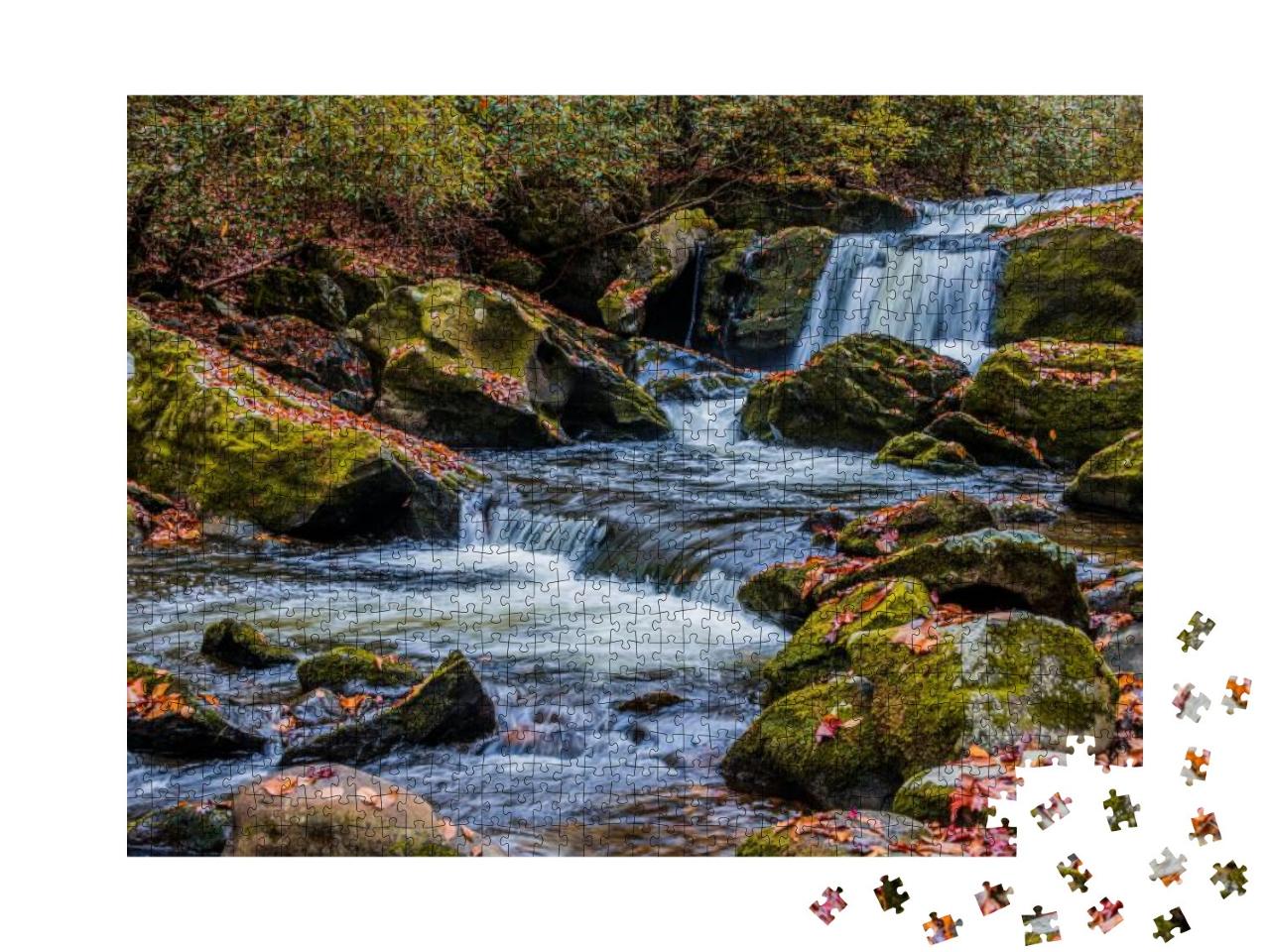 Waterfall Flowing in the Tremont Area... Jigsaw Puzzle with 1000 pieces