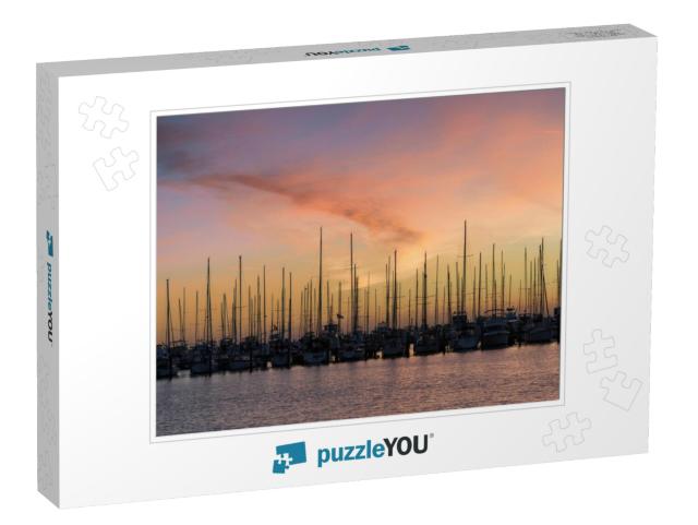 Sailboats At Sunrise At the South Yacht Basin in St. Pete... Jigsaw Puzzle