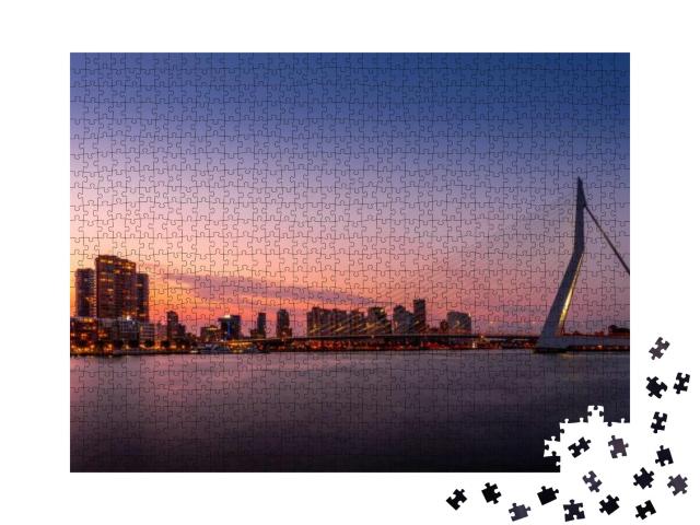 Rotterdam Cityscape with Erasmusbrug. Skyline of Rotterda... Jigsaw Puzzle with 1000 pieces