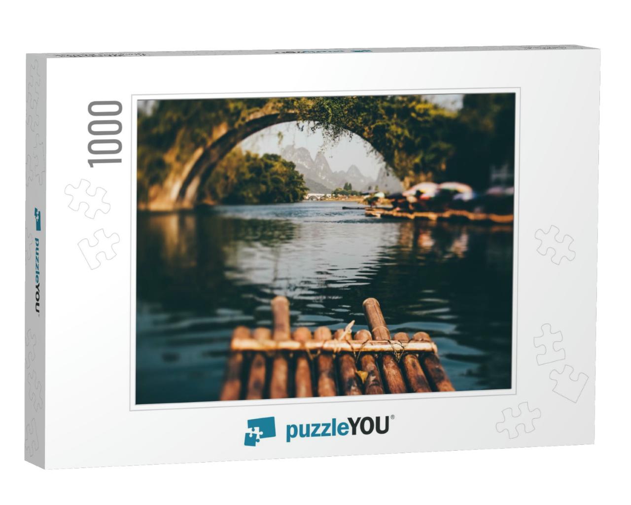 Bamboo Rafting in Li River, Guilin - Yangshou China. Reed... Jigsaw Puzzle with 1000 pieces