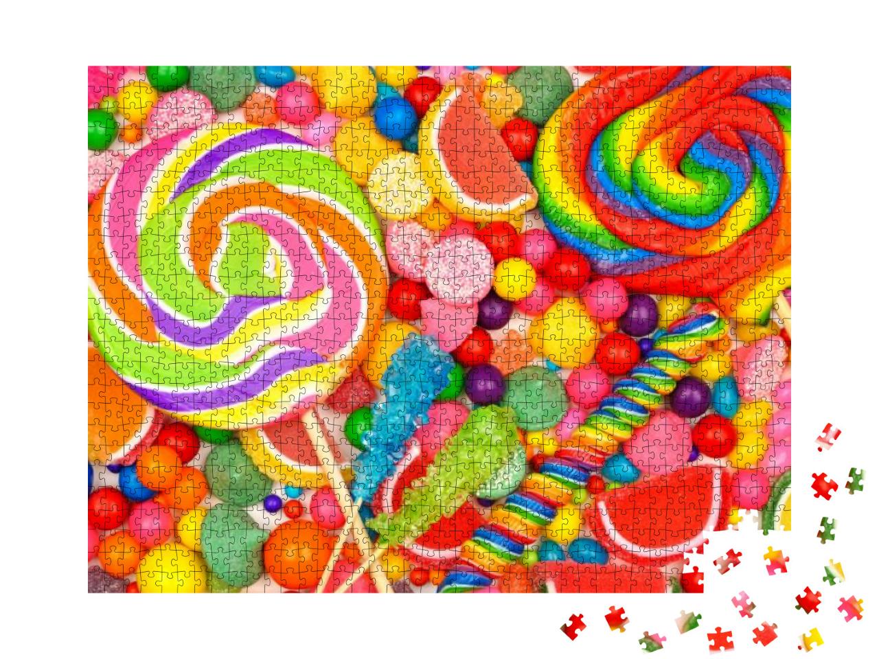 Colorful Background of Assorted Candies Including Lollipo... Jigsaw Puzzle with 1000 pieces